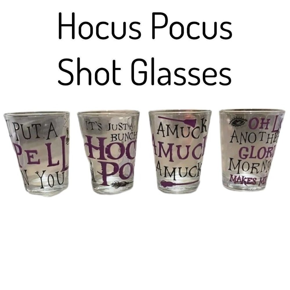 Disney Hocus Pocus Silver Buffalo 1.5 oz (44 ml) Mini Shot Glassware Set of 4